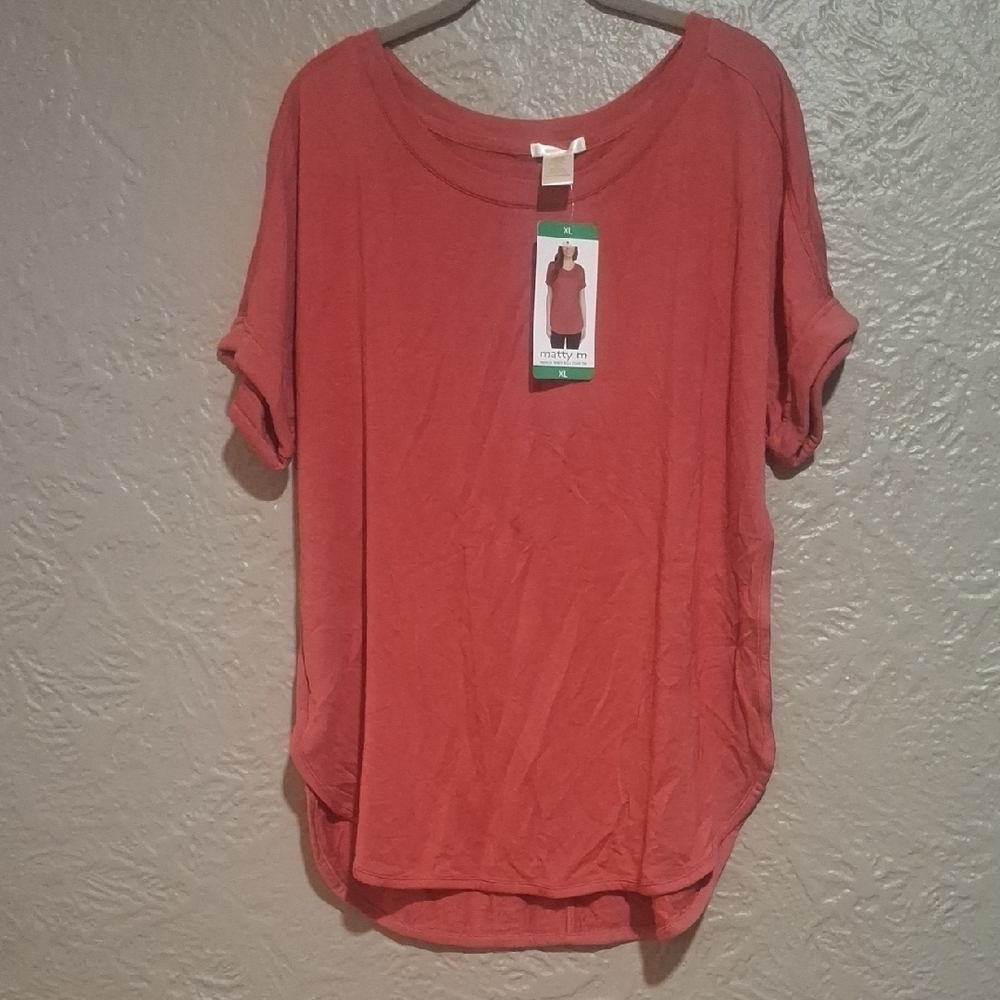 NEW.Matty M Women's Terracotta Short Sleeve Top Size XL